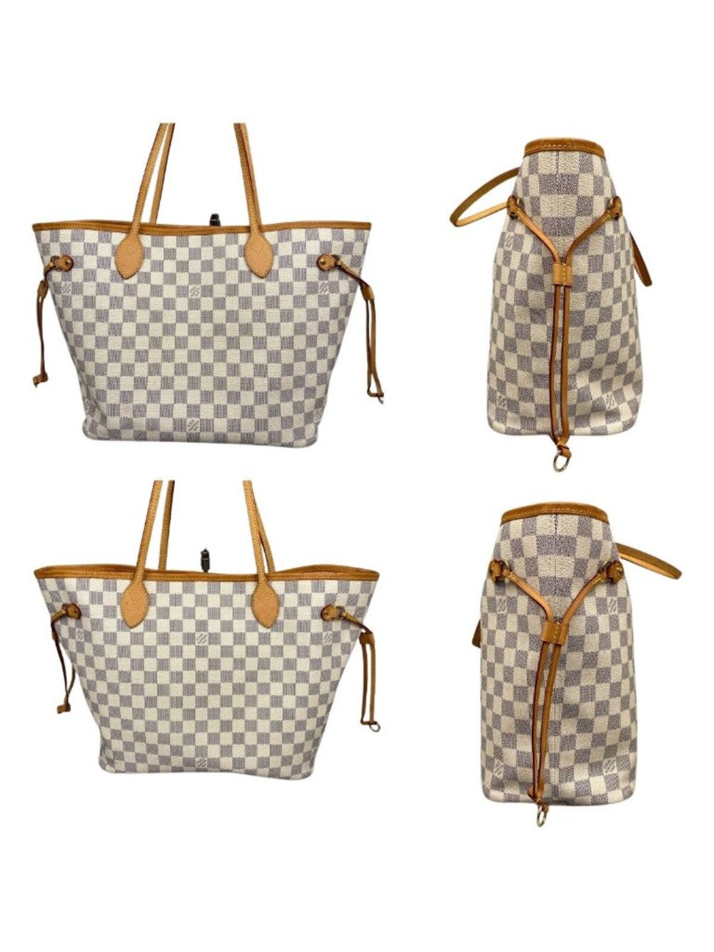 Louis Vuitton Damier Shoulder Tote with Azur Neverfull MM Pouch Rose Beige - Picture 2 of 10